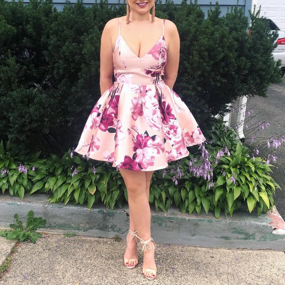 Floral Pink Sleeveless Dress